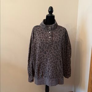 Maurices Gray Leopard Print Sweatshirt